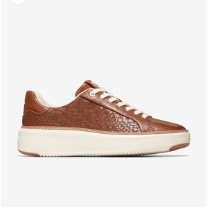 Cole Haan GrandPrø Topspin Sneaker Woven Leather Brown Size 7